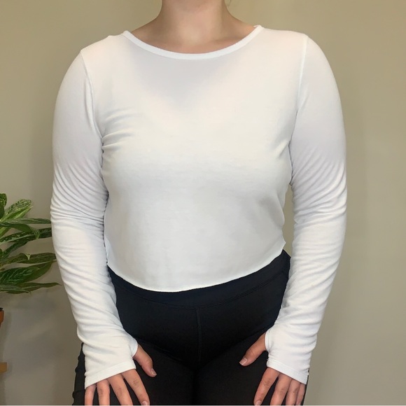 White Long Sleeve Open Back Shirt - Picture 4 of 5